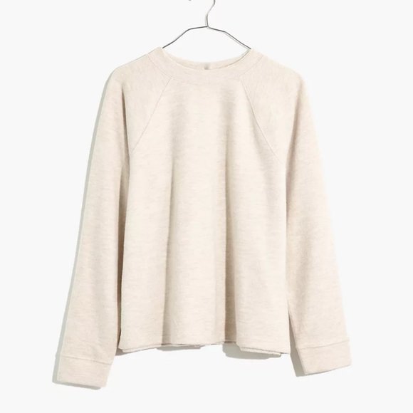 MADEWELL OATMEAL (RE)SOURCED PLUSH MOCKNECK BUTTON-BACK SWEATER TOP - Picture 5 of 5